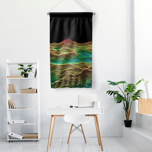 Renkli Dalga Ağı Dijital Sanat Duvar Flaması 4895