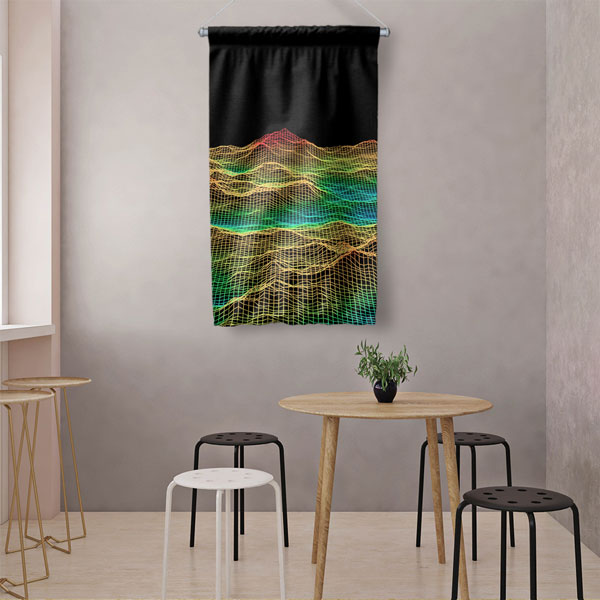Renkli Dalga Ağı Dijital Sanat Duvar Flaması 4895