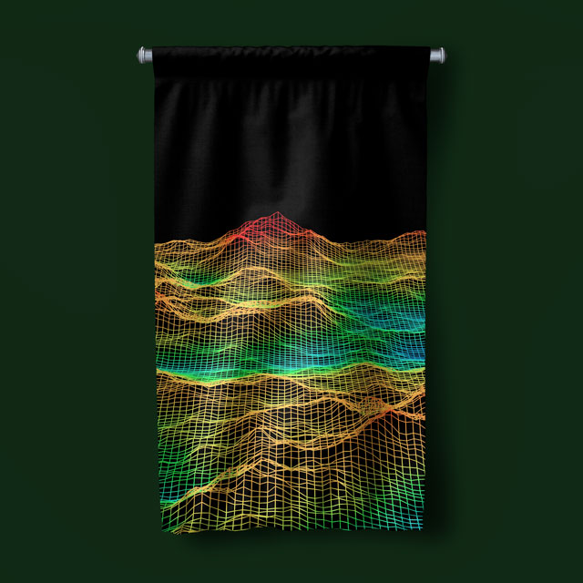 Renkli Dalga Ağı Dijital Sanat Duvar Flaması 4895