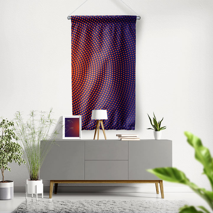 Optik Nokta Desenli Dijital Sanat Duvar Flaması 4896