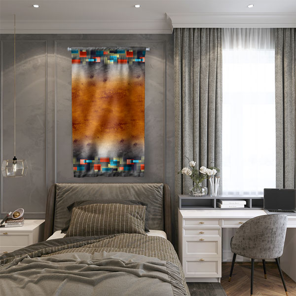 Dijital Blok Çerçeveli Soyut Sanat Duvar Flaması 4898