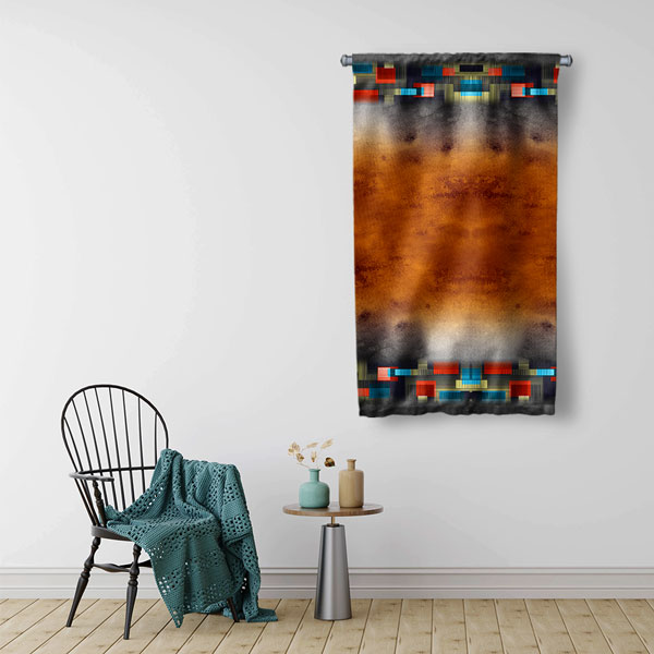 Dijital Blok Çerçeveli Soyut Sanat Duvar Flaması 4898