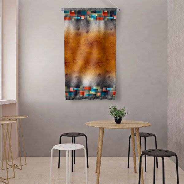 Dijital Blok Çerçeveli Soyut Sanat Duvar Flaması 4898