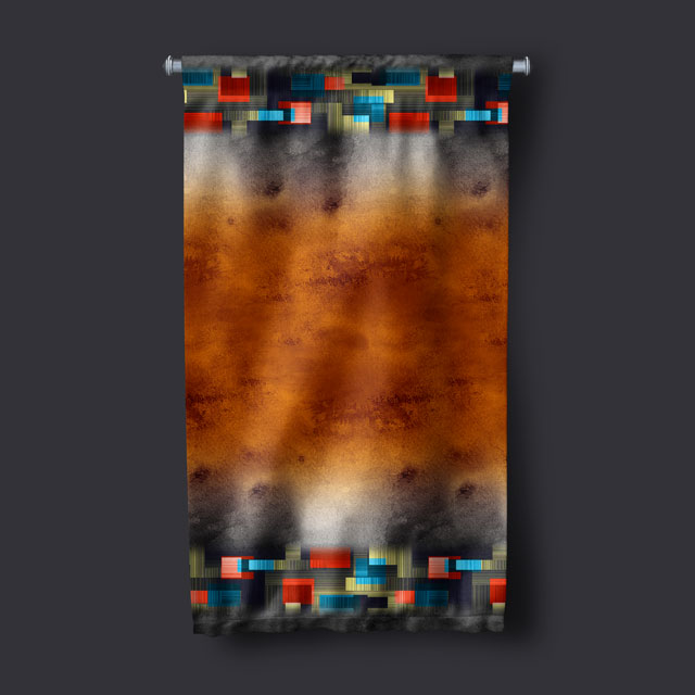 Dijital Blok Çerçeveli Soyut Sanat Duvar Flaması 4898