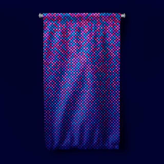 Mor Mavi Nokta Desenli Dijital Sanat Duvar Flaması 4901