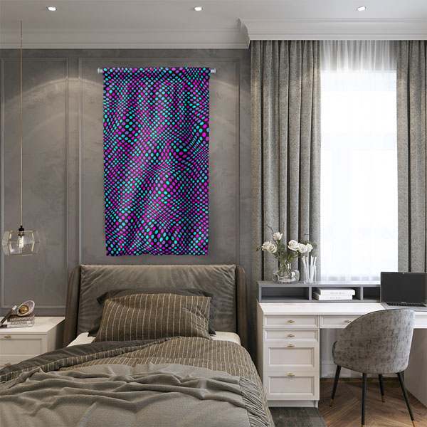 Dalgalı Nokta Desenli Dijital Sanat Duvar Flaması 4902