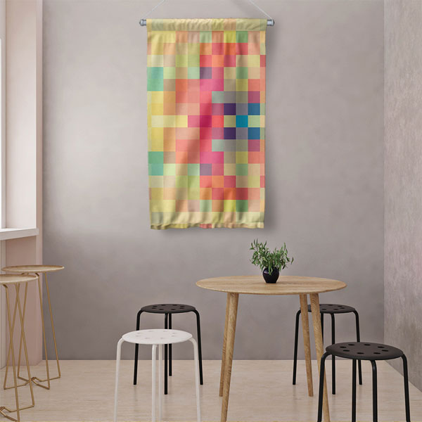 Renkli Mozaik Bloklar Dijital Sanat Duvar Flaması 4904