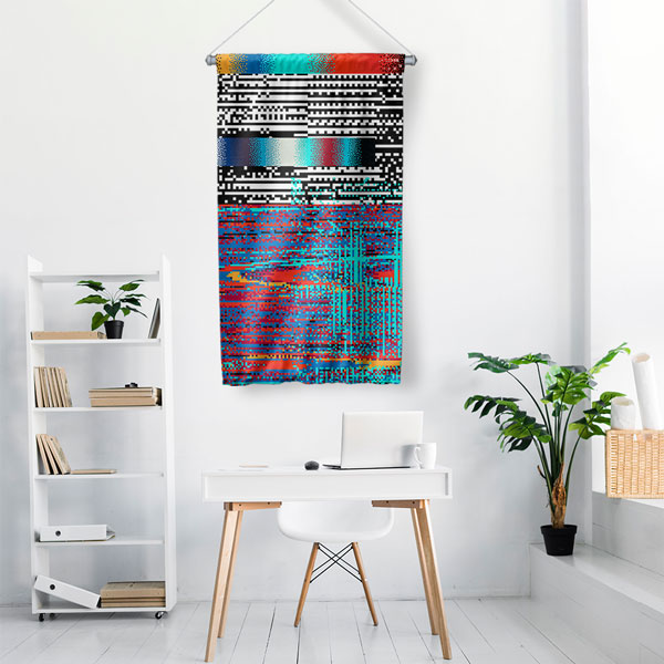 Dijital Glitch Bantlar Soyut Sanat Duvar Flaması 4905