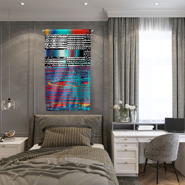 Dijital Glitch Bantlar Soyut Sanat Duvar Flaması 4905