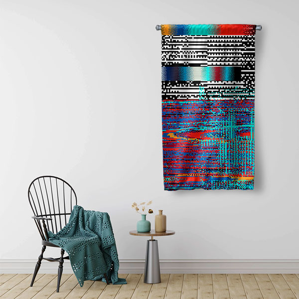 Dijital Glitch Bantlar Soyut Sanat Duvar Flaması 4905