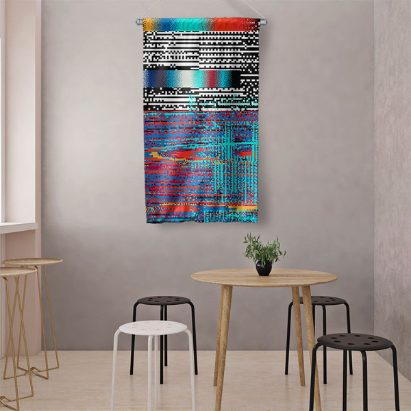 Dijital Glitch Bantlar Soyut Sanat Duvar Flaması 4905