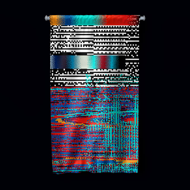 Dijital Glitch Bantlar Soyut Sanat Duvar Flaması 4905