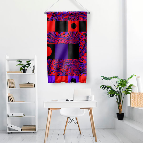 Geometrik Paneller Op Art Dijital Sanat Duvar Flaması 4906