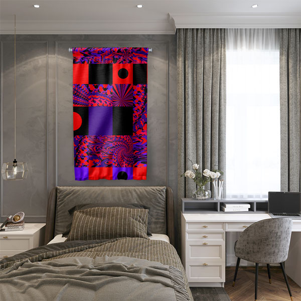 Geometrik Paneller Op Art Dijital Sanat Duvar Flaması 4906