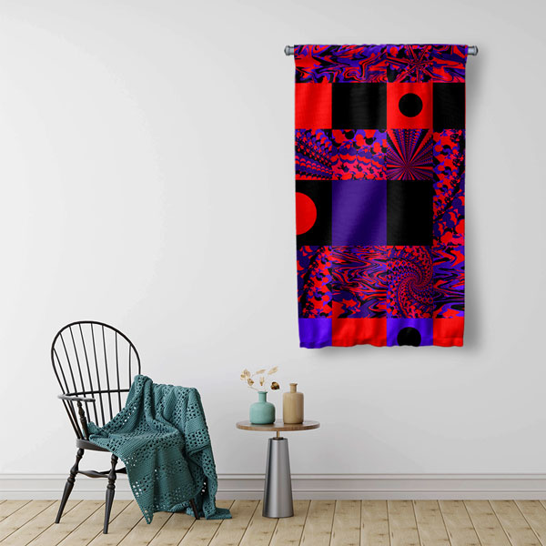 Geometrik Paneller Op Art Dijital Sanat Duvar Flaması 4906