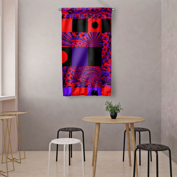 Geometrik Paneller Op Art Dijital Sanat Duvar Flaması 4906