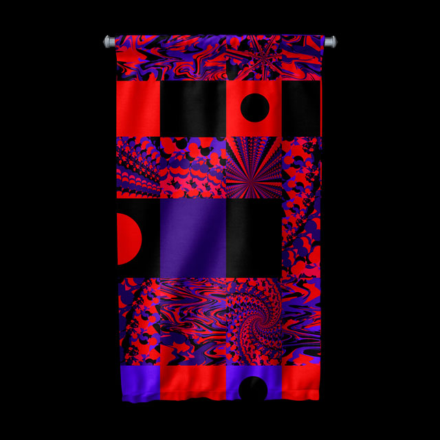 Geometrik Paneller Op Art Dijital Sanat Duvar Flaması 4906