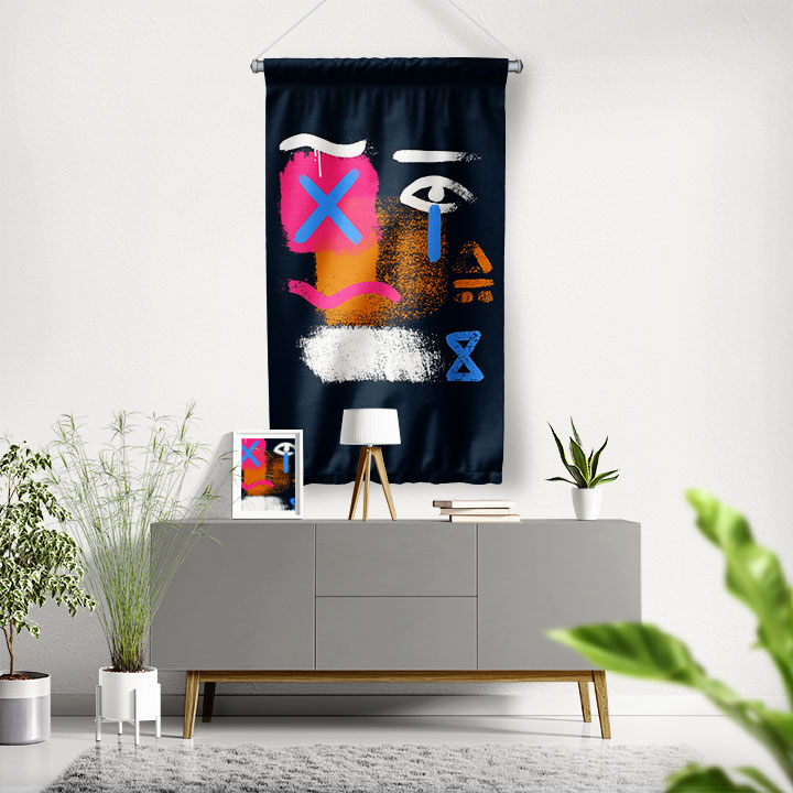 Soyut Semboller Dijital Sanat Duvar Flaması 4907