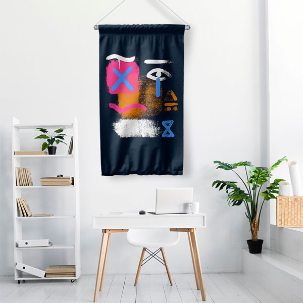 Soyut Semboller Dijital Sanat Duvar Flaması 4907