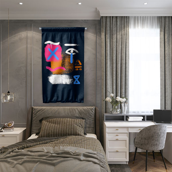 Soyut Semboller Dijital Sanat Duvar Flaması 4907