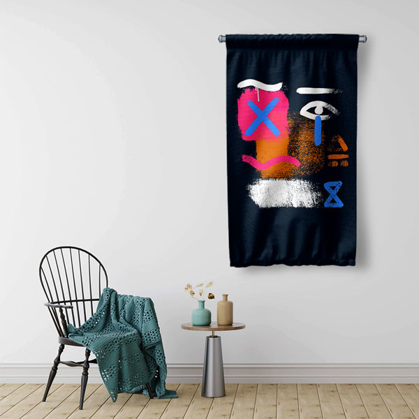 Soyut Semboller Dijital Sanat Duvar Flaması 4907