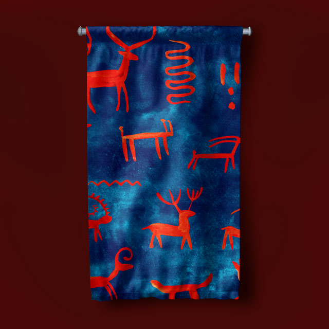 duvar-flamasi-4971-05 Etnik Kırmızı Figürler Duvar Flaması 4971