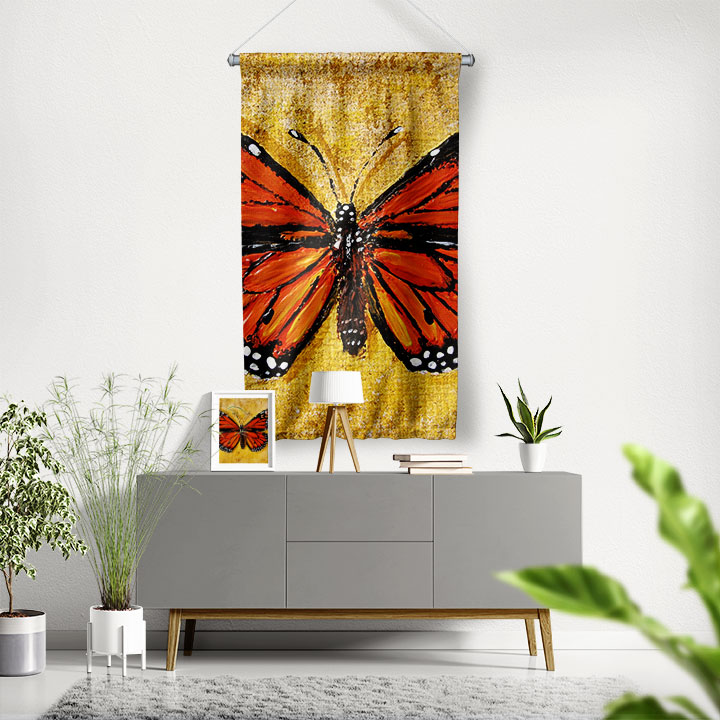 Turuncu Kelebek Duvar Flaması 4972