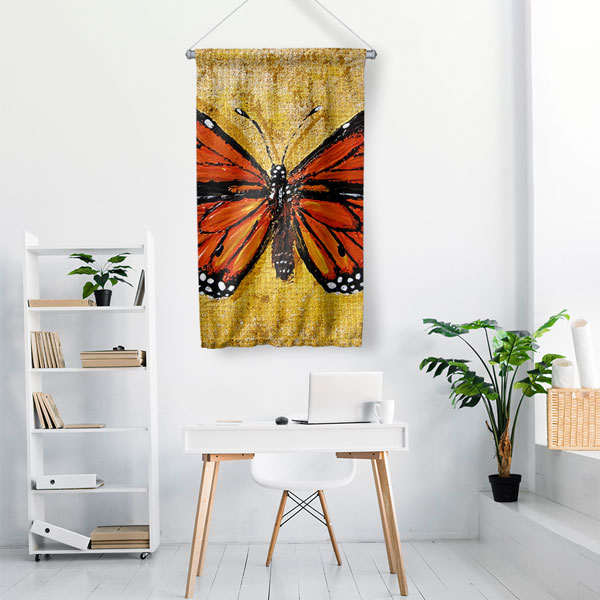 Turuncu Kelebek Duvar Flaması 4972