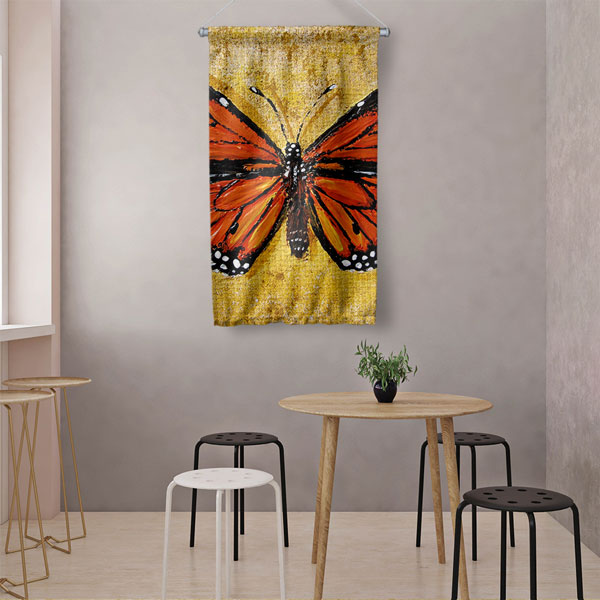 Turuncu Kelebek Duvar Flaması 4972