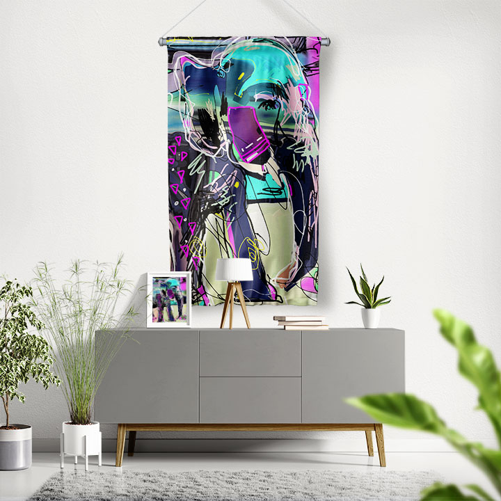 Neon Soyut Portre Duvar Flaması 4973