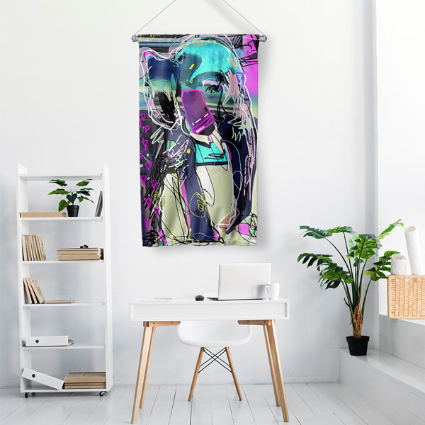 Neon Soyut Portre Duvar Flaması 4973