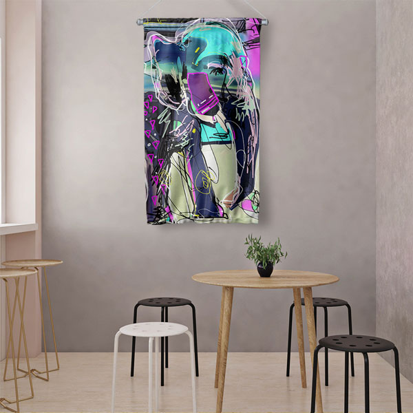 Neon Soyut Portre Duvar Flaması 4973