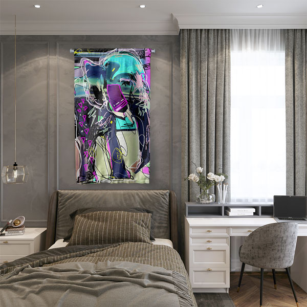 Neon Soyut Portre Duvar Flaması 4973
