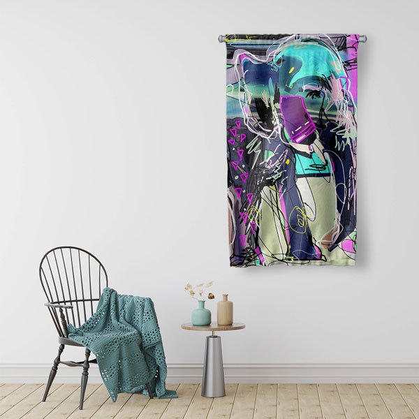 Neon Soyut Portre Duvar Flaması 4973