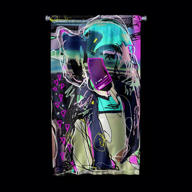 Neon Soyut Portre Duvar Flaması 4973