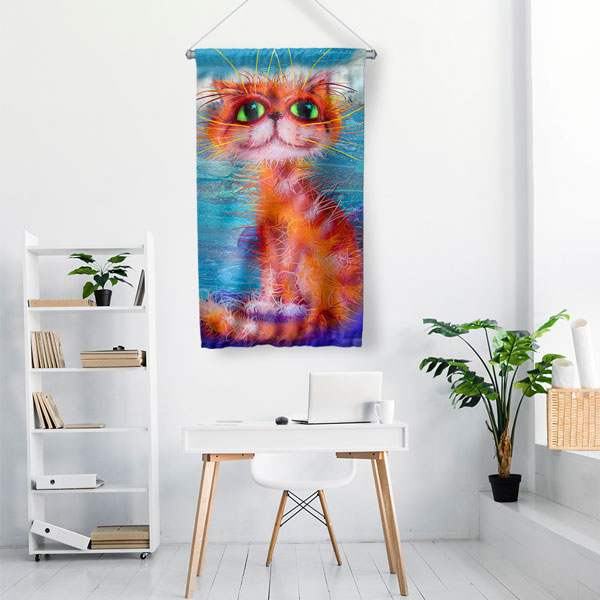 Renkli Kedi Duvar Flaması 4974