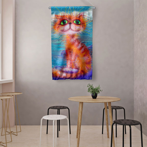 Renkli Kedi Duvar Flaması 4974