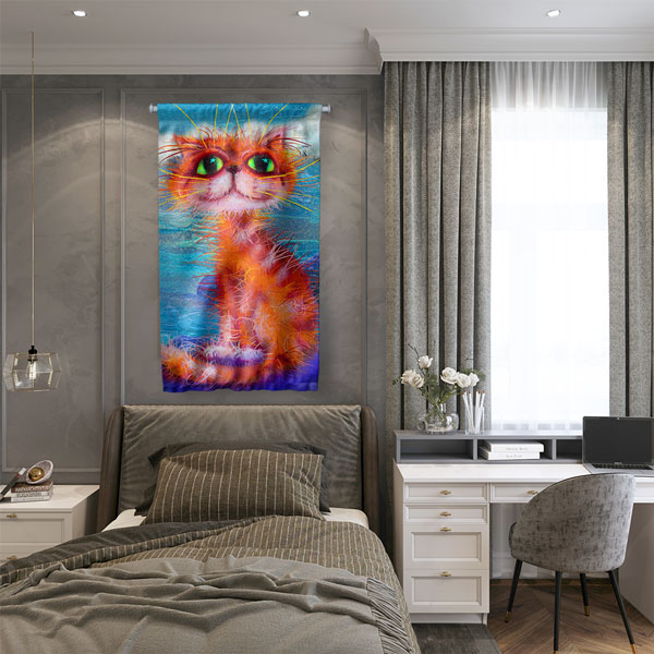 Renkli Kedi Duvar Flaması 4974