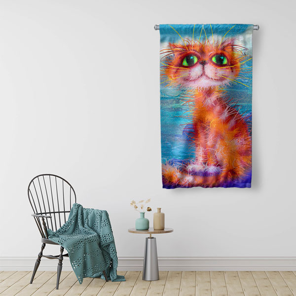 Renkli Kedi Duvar Flaması 4974