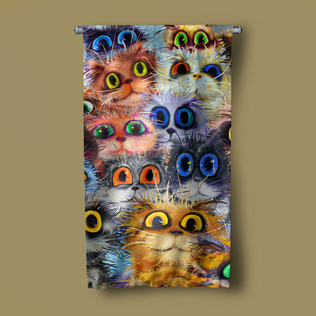 Renkli Kedi Kolajı Duvar Flaması 4979