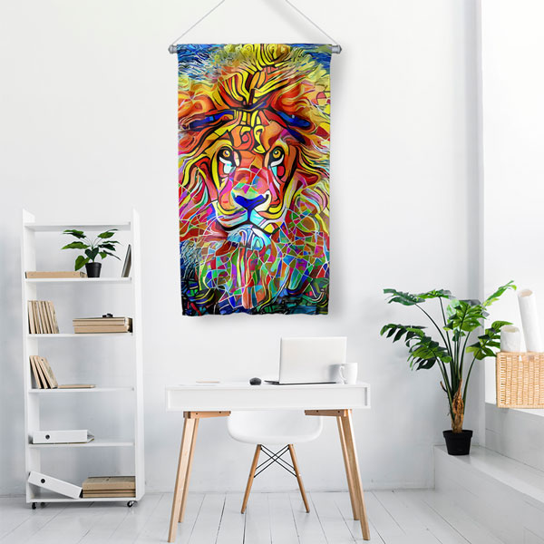 Renkli Aslan Duvar Flaması 4980
