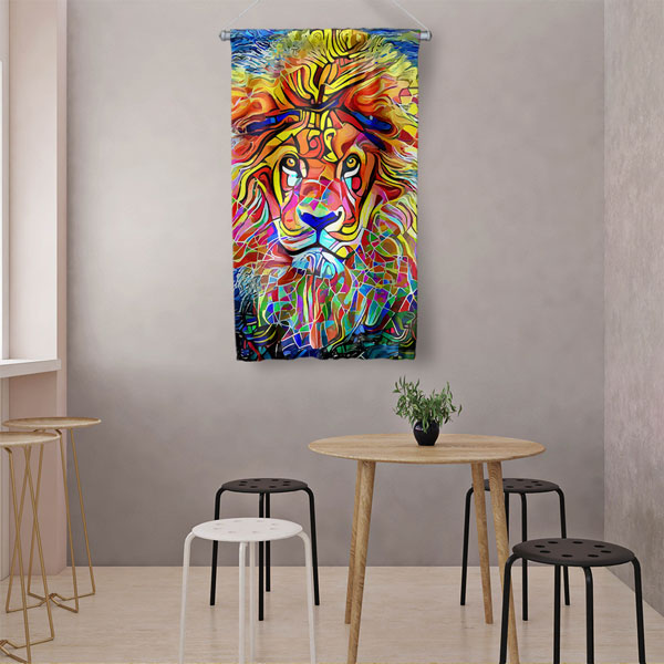 Renkli Aslan Duvar Flaması 4980