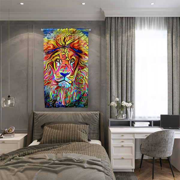 Renkli Aslan Duvar Flaması 4980
