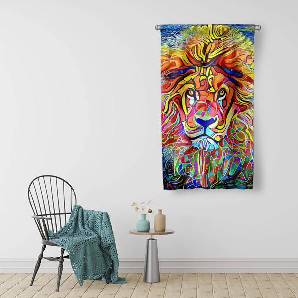 Renkli Aslan Duvar Flaması 4980