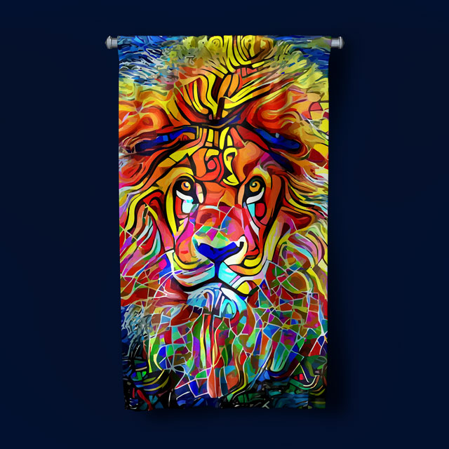 Renkli Aslan Duvar Flaması 4980