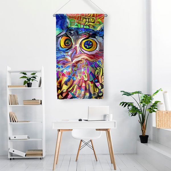 Renkli Baykuş Duvar Flaması 4982