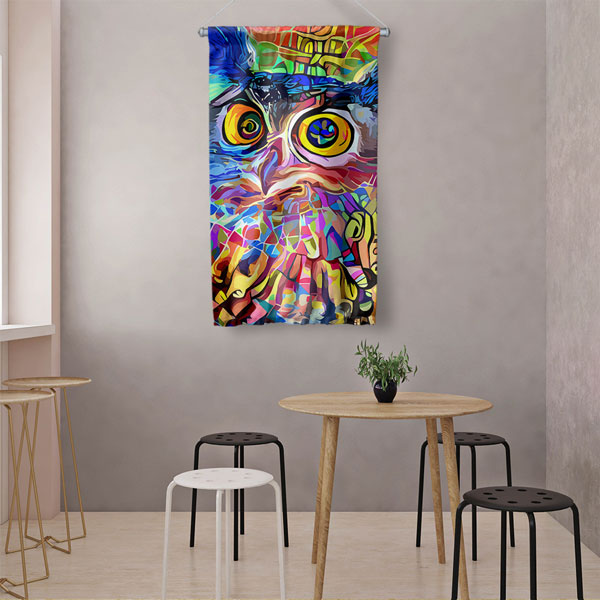 Renkli Baykuş Duvar Flaması 4982