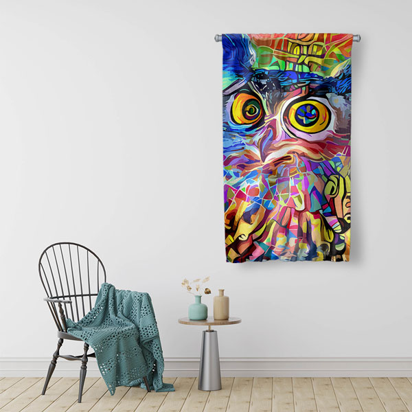 Renkli Baykuş Duvar Flaması 4982