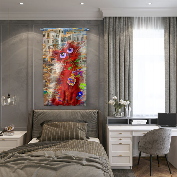 Kırmızı Kedi Duvar Flaması 4983