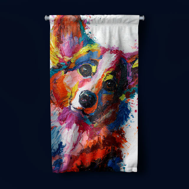 Renkli Köpek Portresi Duvar Flaması 4984